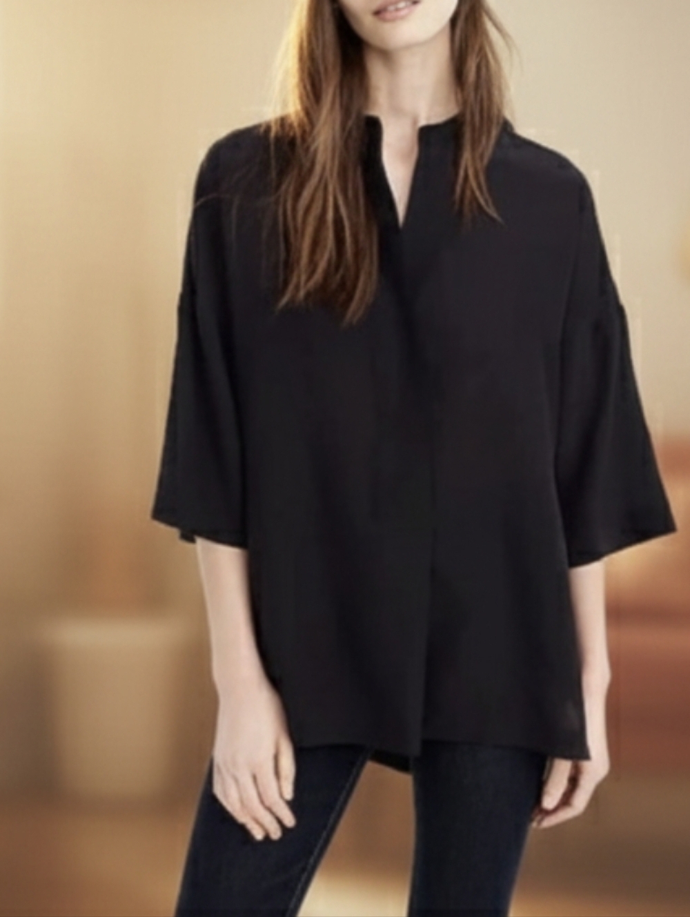 J. Crew Tunic 100% Silk Classic Black  Size S